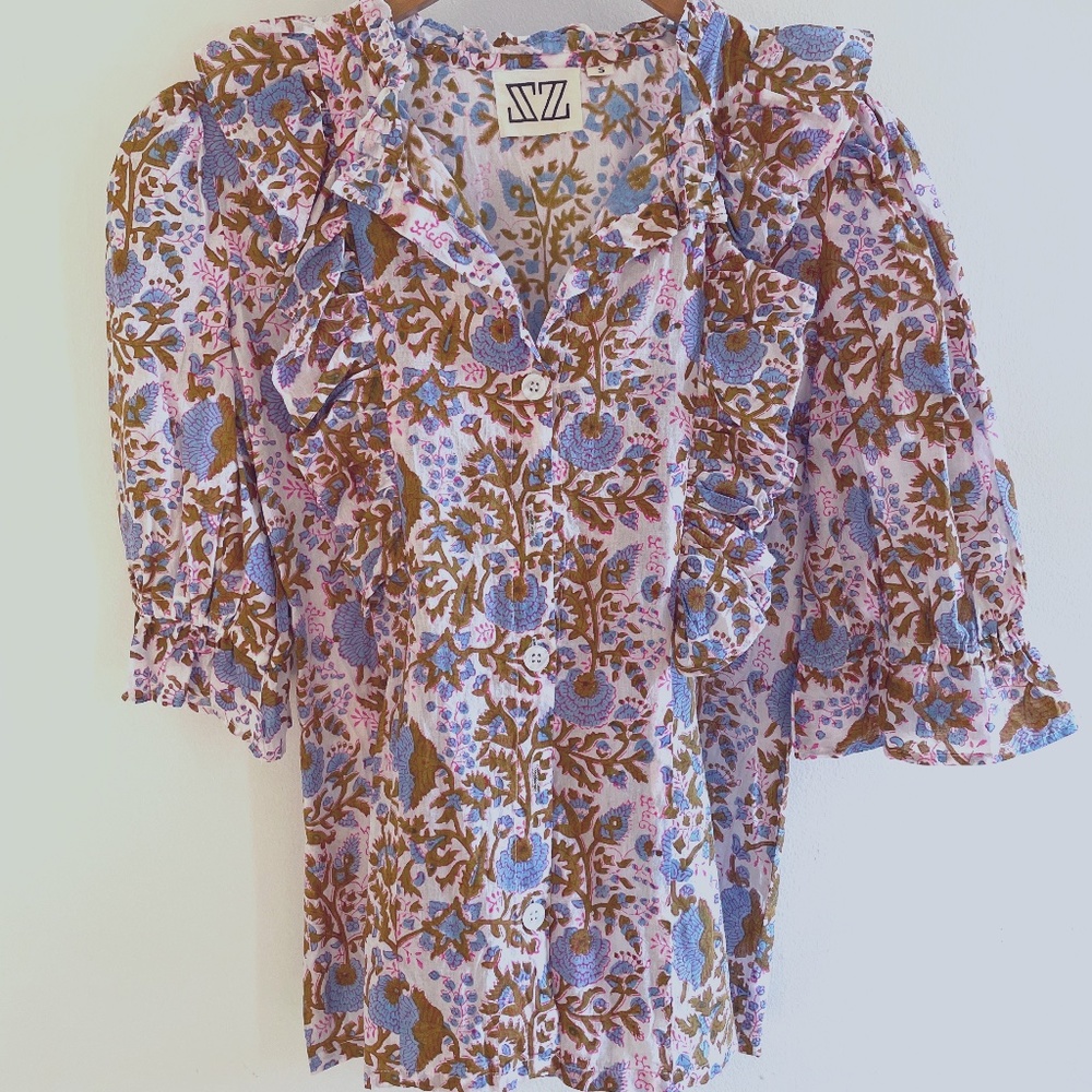 SZ Blockprint ruffle top